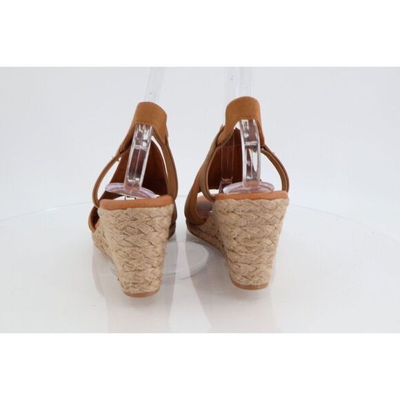 Andre Assous Nanda Espadrille Sandal Size 11M Brown Leather Slingback Wedge - Picture 4 of 14